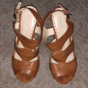 Coach Leather Wedge Sandals